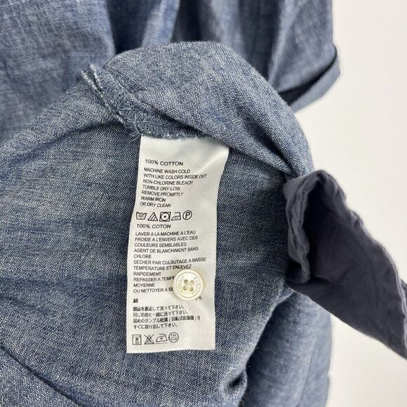 Tommy Bahama Dress Size Medium Womens Blue Tab Sleeve Lace Up Chambray Pockets - Picture 8 of 9
